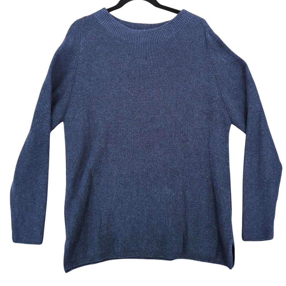 Mansted Sweater Womens XL Blue Fisherman Knit Minimalist Winter Pullover Navy